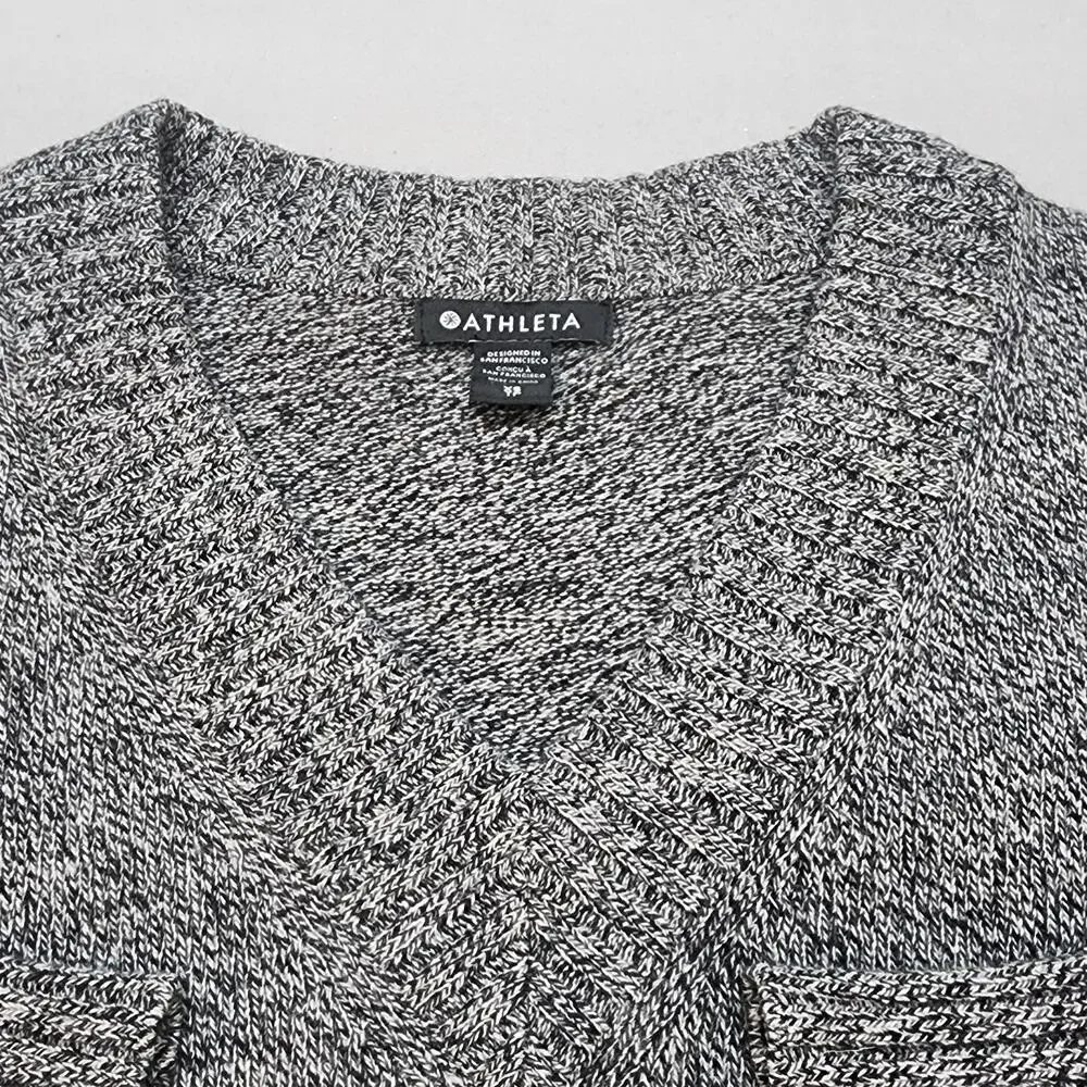 Athleta Womens Black Gray V Neck Wool‎ Cashmere Tunic Sweater Sz XS TP